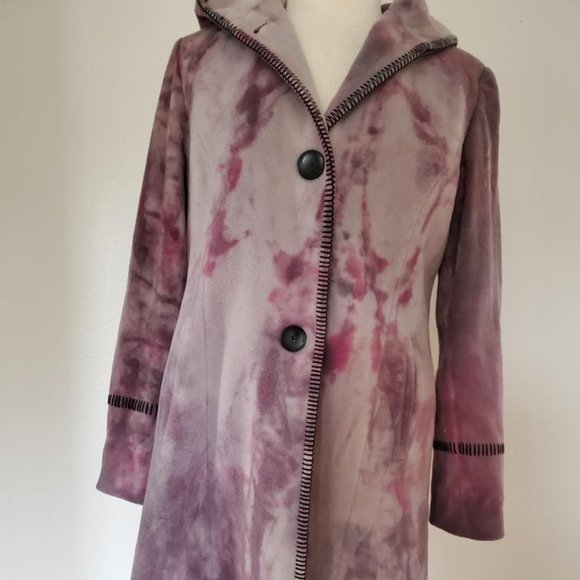 Vintage Marvin Richards Cashmere Long hoodie Coat gray black Red purple M L XL - Picture 10 of 15